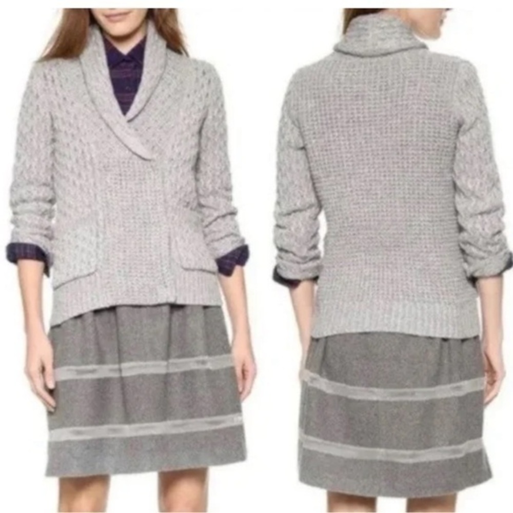 ▶️ Madewell ◀️ Oversized Gray Shawl Chunky Knit Cardigan Sweater
